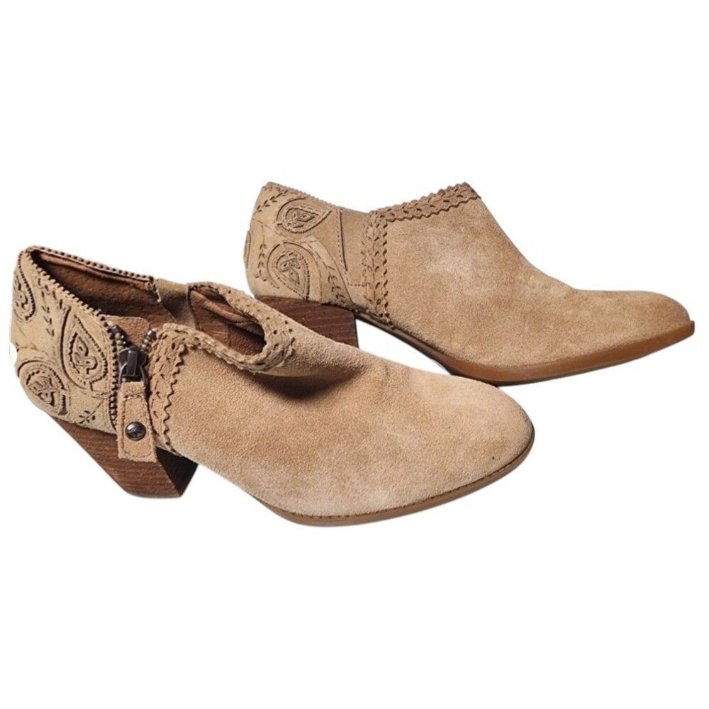 Nuture by Lamaze Suede Ankle Booties Size 8 Brown Side Zip